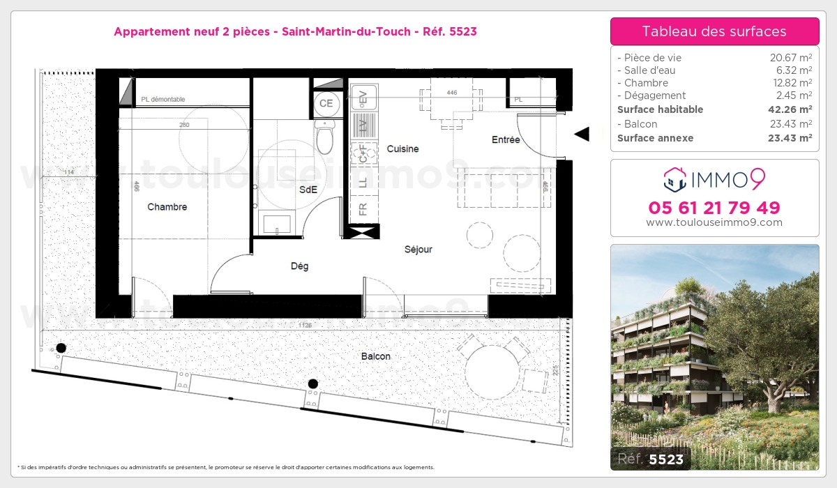 Plan et surfaces, Programme neuf Toulouse : Saint-Martin-du-Touch Référence n° 5523