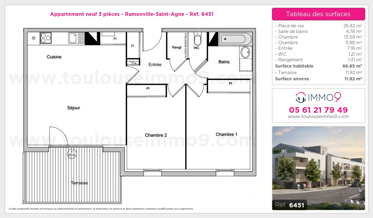 Plan et surfaces, Programme neuf Ramonville-Saint-Agne Référence n° 6451
