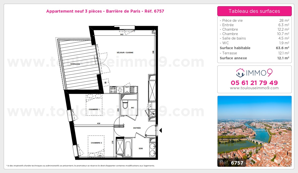 Plan et surfaces, Programme neuf Toulouse : Barrière de Paris Référence n° 6757
