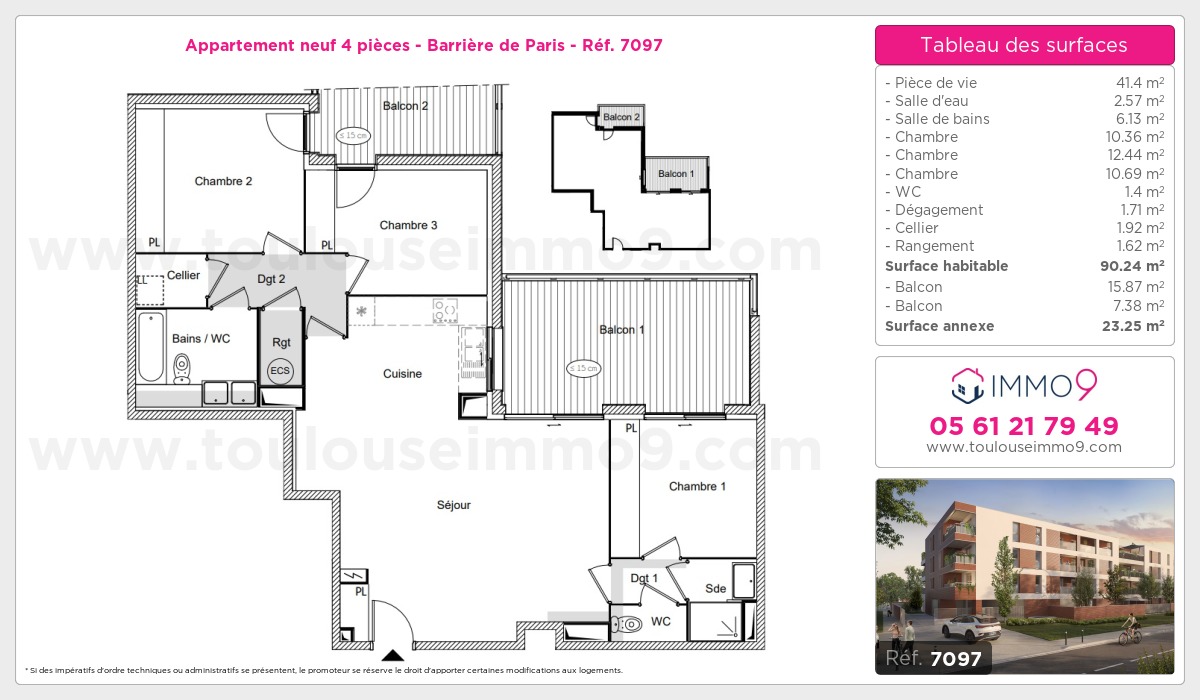 Plan et surfaces, Programme neuf Toulouse : Barrière de Paris Référence n° 7097