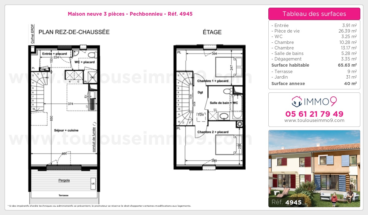 Plan et surfaces, Programme neuf Pechbonnieu Référence n° 4945