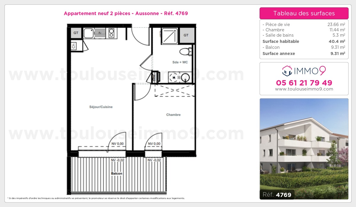 Plan et surfaces, Programme neuf Aussonne Référence n° 4769