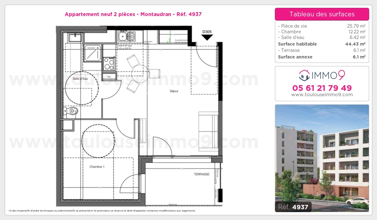 Plan et surfaces, Programme neuf Toulouse : Montaudran Référence n° 4937