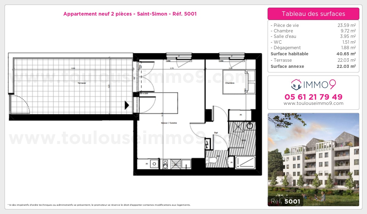 Plan et surfaces, Programme neuf Toulouse : Saint-Simon Référence n° 5001