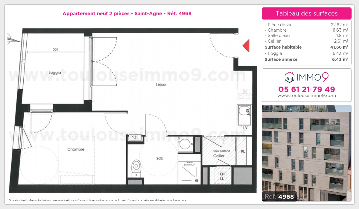 Plan et surfaces, Programme neuf Toulouse : Saint-Agne Référence n° 4968