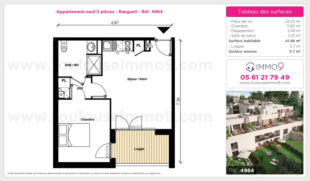 Plan et surfaces, Programme neuf Toulouse : Rangueil Référence n° 4964