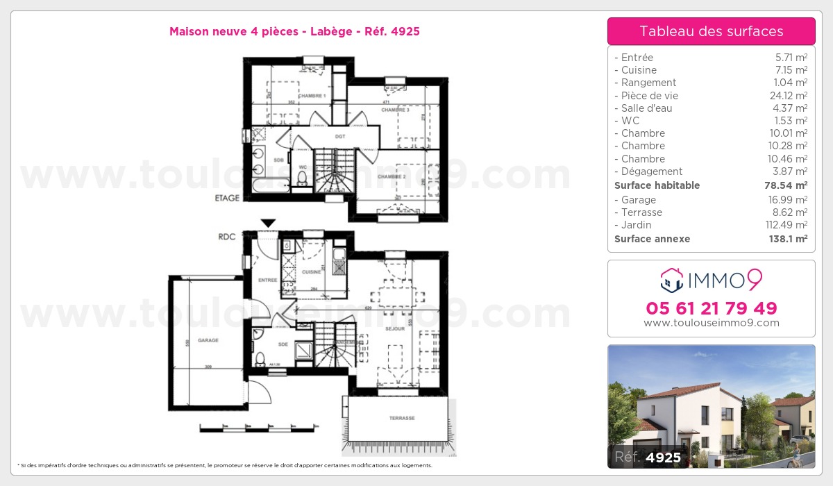 Plan et surfaces, Programme neuf Labège Référence n° 4925