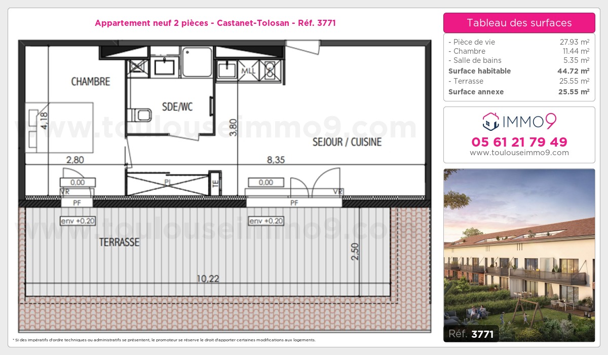 Plan et surfaces, Programme neuf Castanet-Tolosan Référence n° 3771