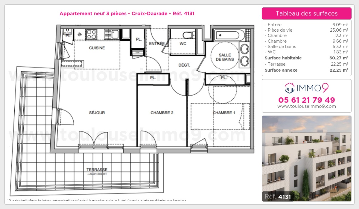 Plan et surfaces, Programme neuf Toulouse : Croix-Daurade Référence n° 4131