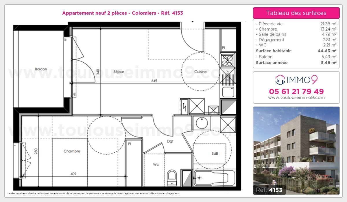 Plan et surfaces, Programme neuf Colomiers Référence n° 4153
