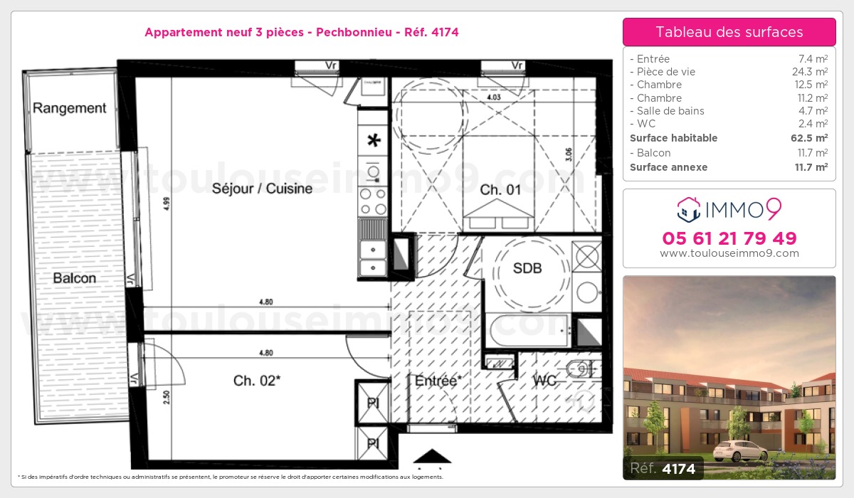 Plan et surfaces, Programme neuf Pechbonnieu Référence n° 4174