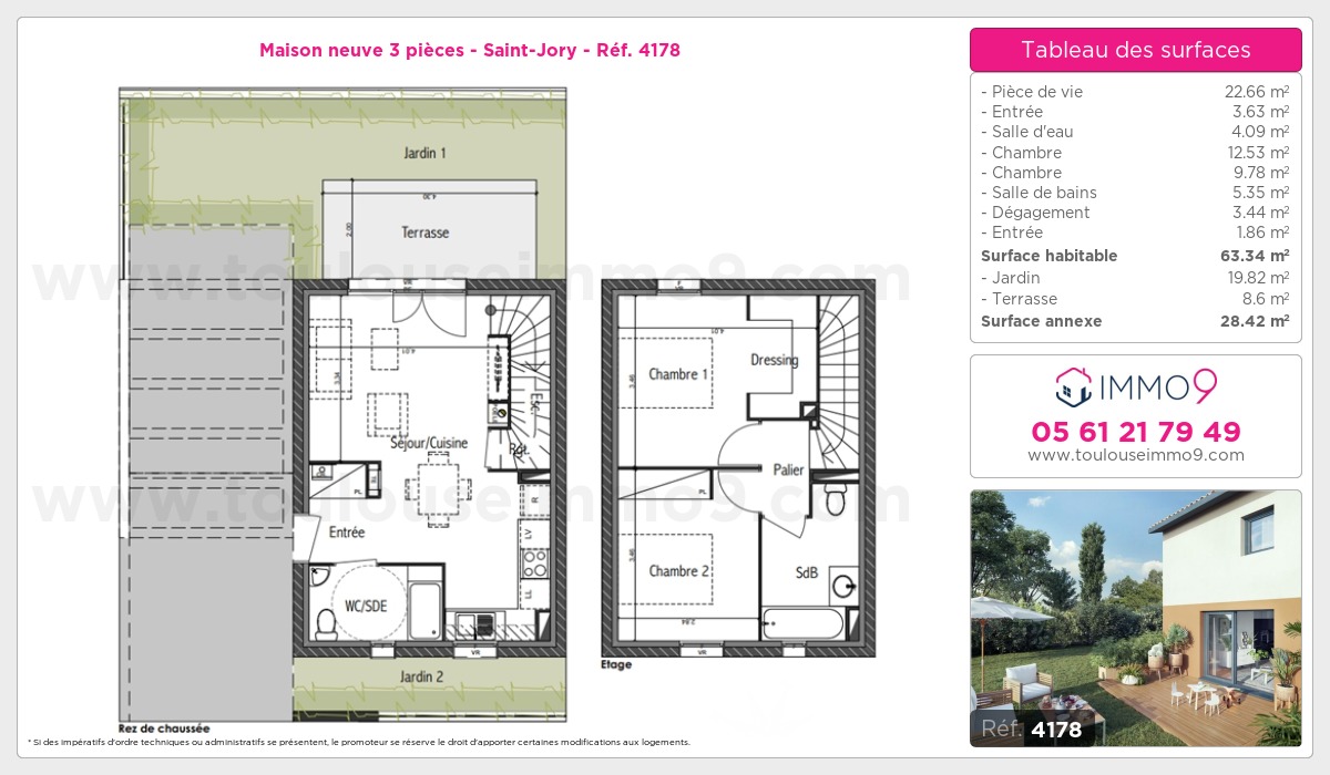 Plan et surfaces, Programme neuf Saint-Jory Référence n° 4178