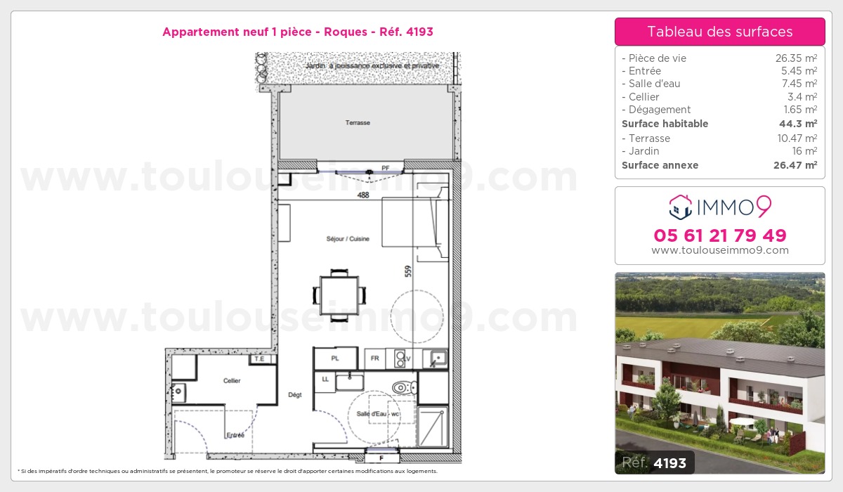 Plan et surfaces, Programme neuf Roques Référence n° 4193