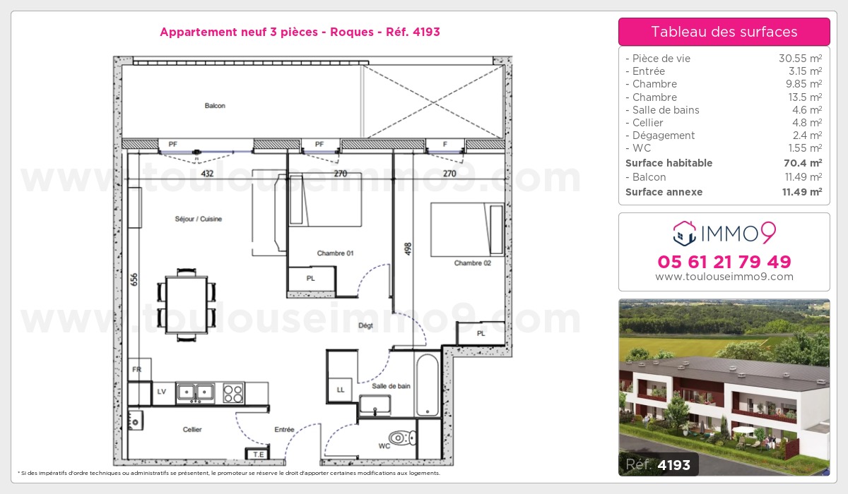 Plan et surfaces, Programme neuf Roques Référence n° 4193