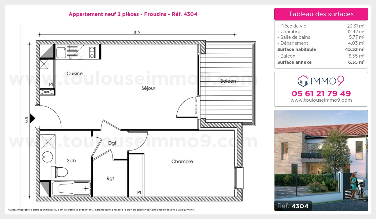Plan et surfaces, Programme neuf Frouzins Référence n° 4304