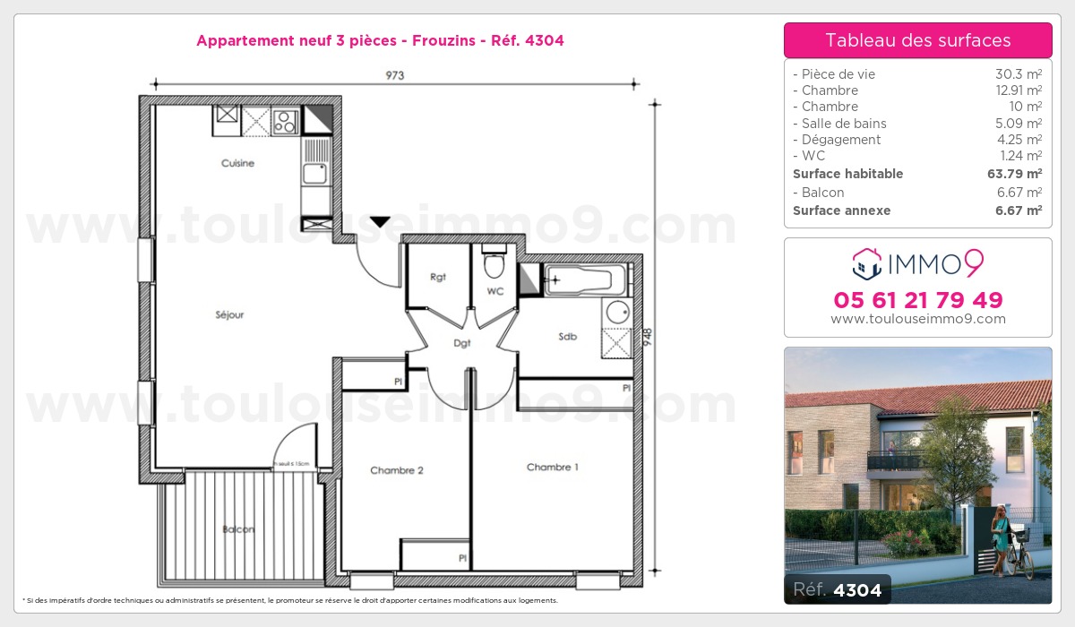 Plan et surfaces, Programme neuf Frouzins Référence n° 4304