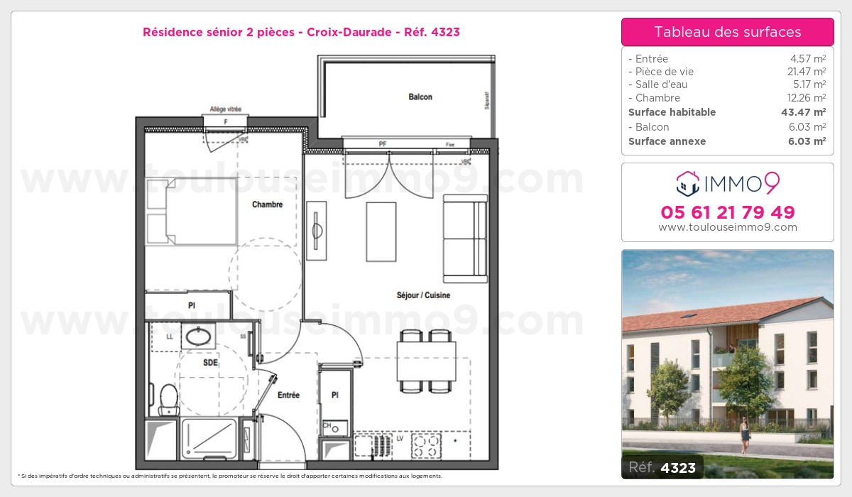 Plan et surfaces, Programme neuf Toulouse : Croix-Daurade Référence n° 4323