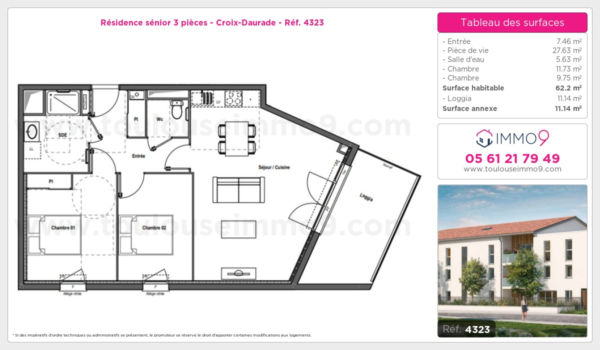 Plan et surfaces, Programme neuf Toulouse : Croix-Daurade Référence n° 4323
