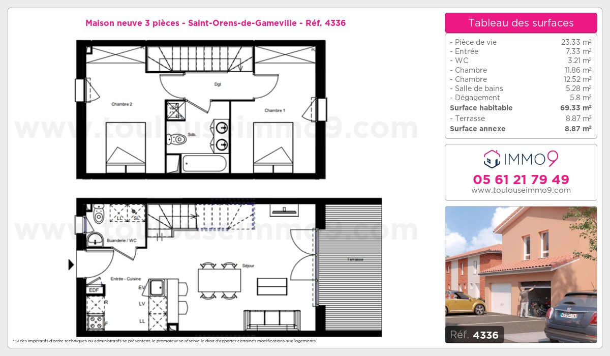 Plan et surfaces, Programme neuf Saint-Orens-de-Gameville Référence n° 4336