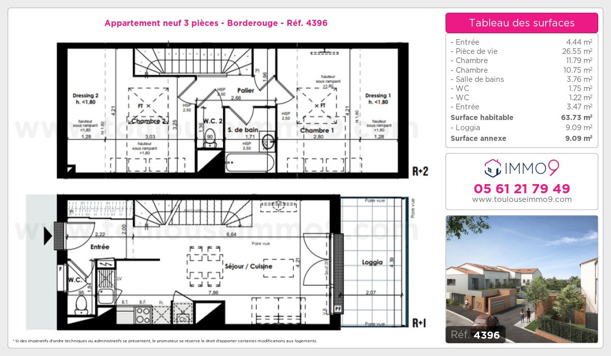 Plan et surfaces, Programme neuf Toulouse : Borderouge Référence n° 4396
