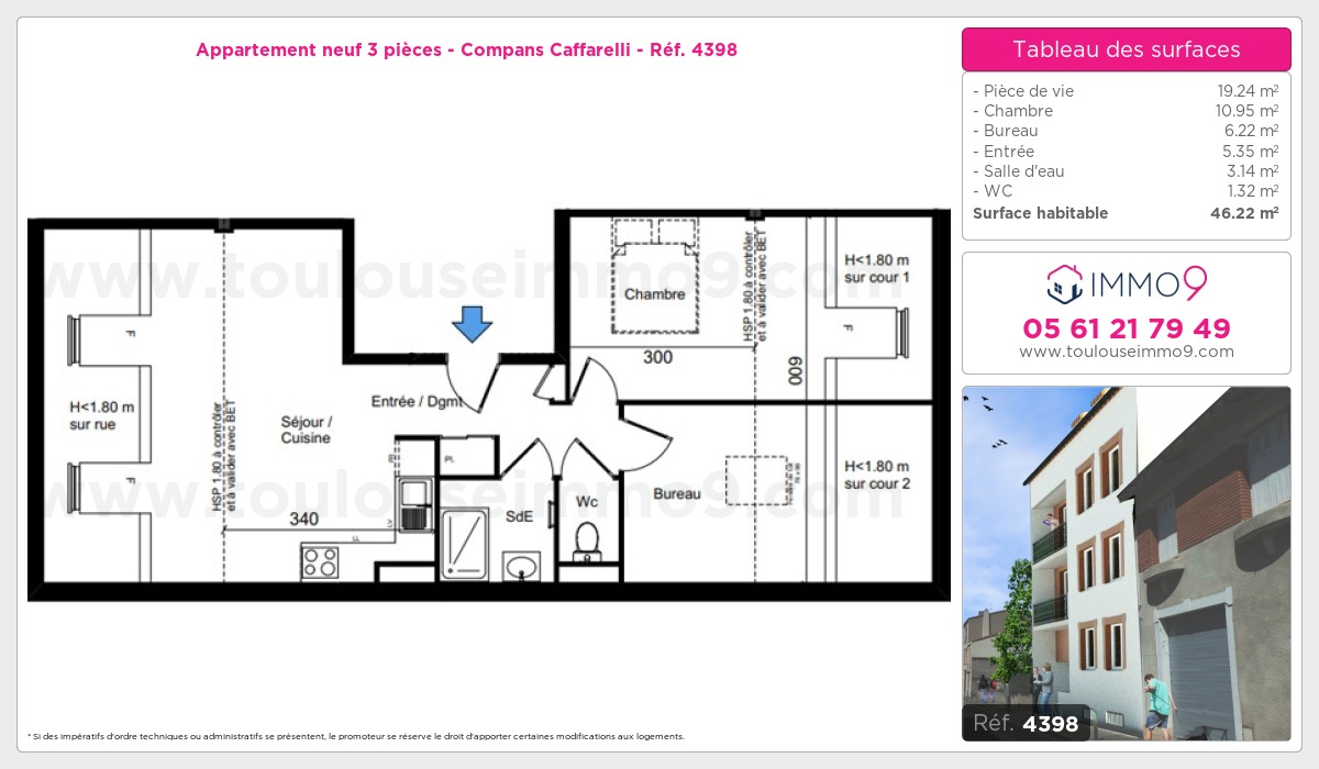 Plan et surfaces, Programme neuf Toulouse : Compans Caffarelli Référence n° 4398