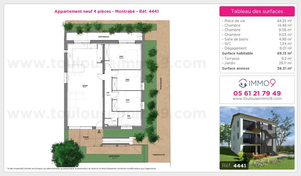 Plan et surfaces, Programme neuf Montrabé Référence n° 4441