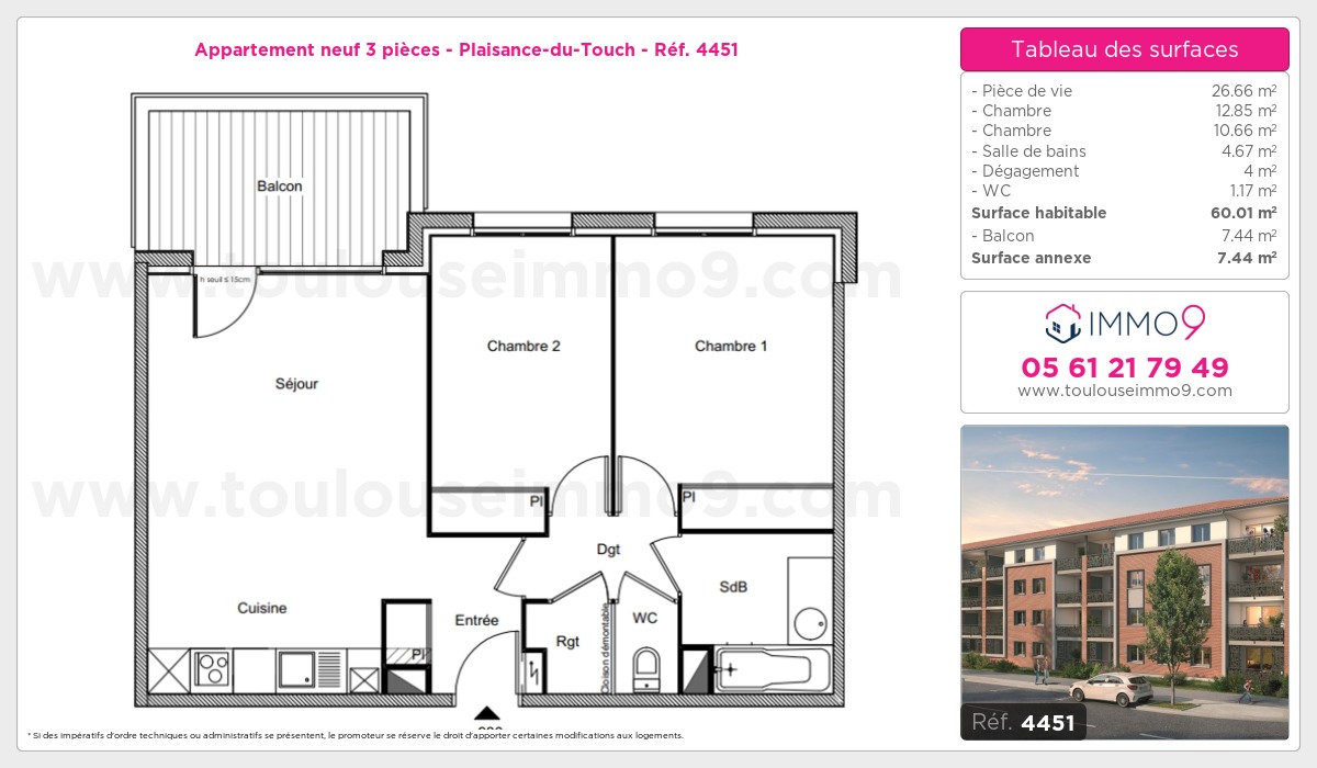 Plan et surfaces, Programme neuf Plaisance-du-Touch Référence n° 4451