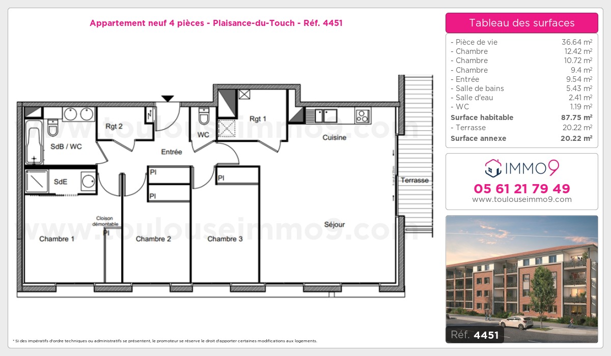 Plan et surfaces, Programme neuf Plaisance-du-Touch Référence n° 4451