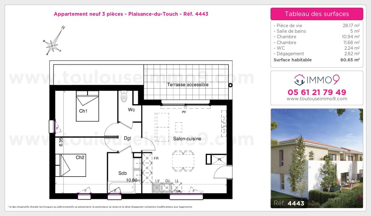 Plan et surfaces, Programme neuf Plaisance-du-Touch Référence n° 4443