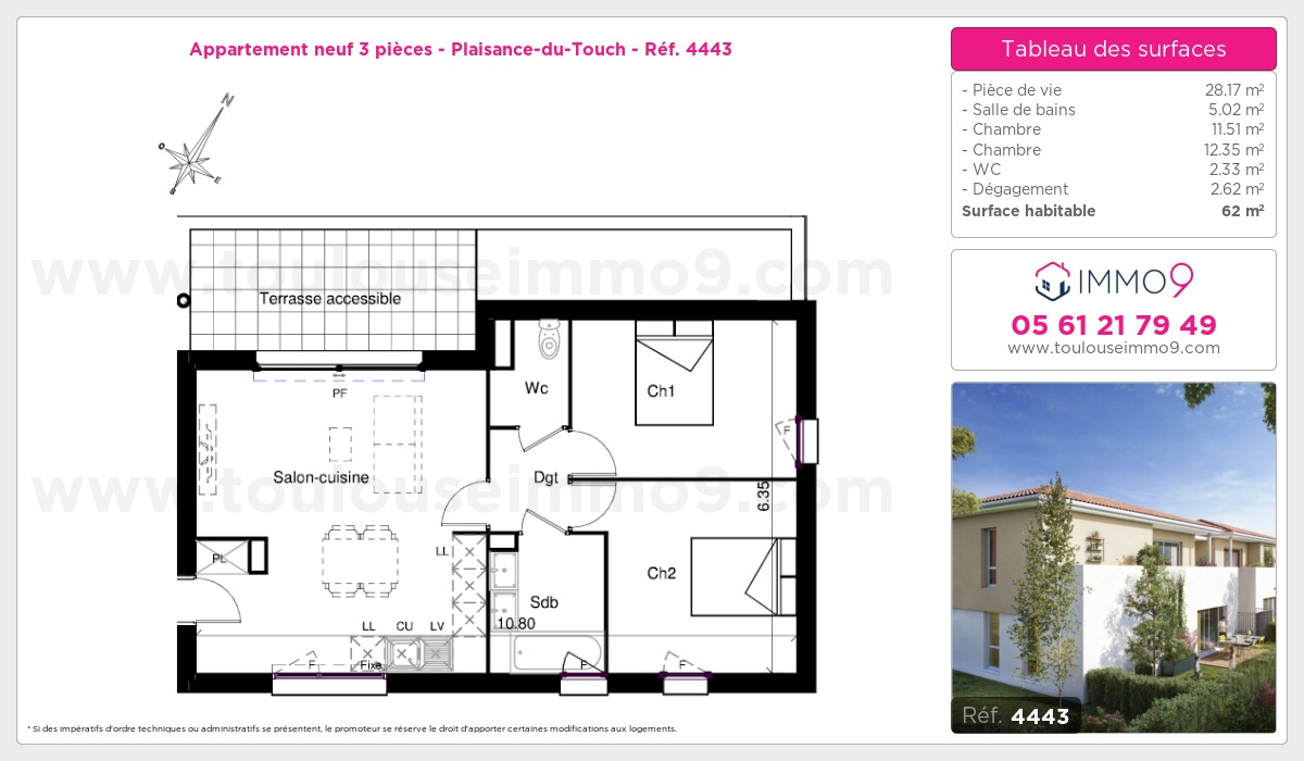 Plan et surfaces, Programme neuf Plaisance-du-Touch Référence n° 4443