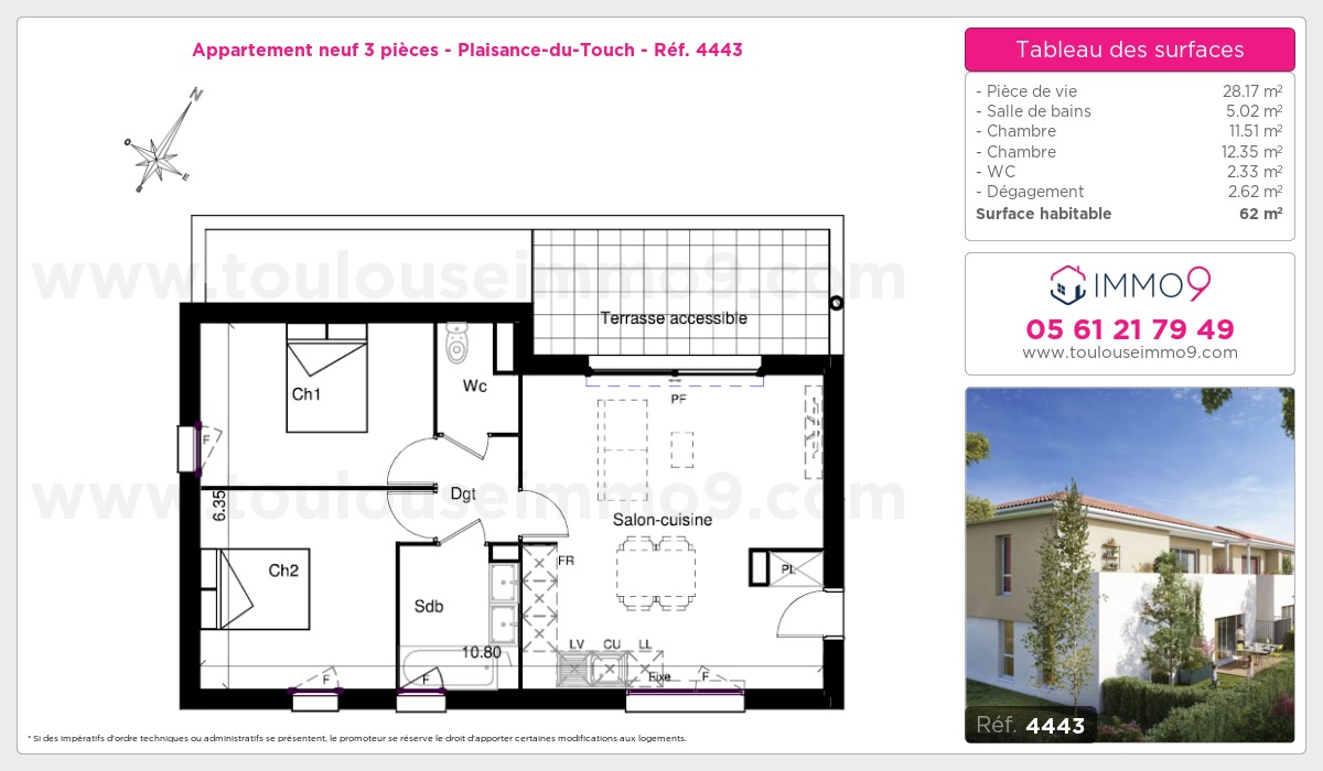 Plan et surfaces, Programme neuf Plaisance-du-Touch Référence n° 4443