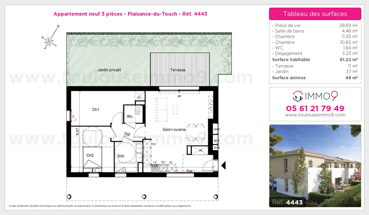 Plan et surfaces, Programme neuf Plaisance-du-Touch Référence n° 4443