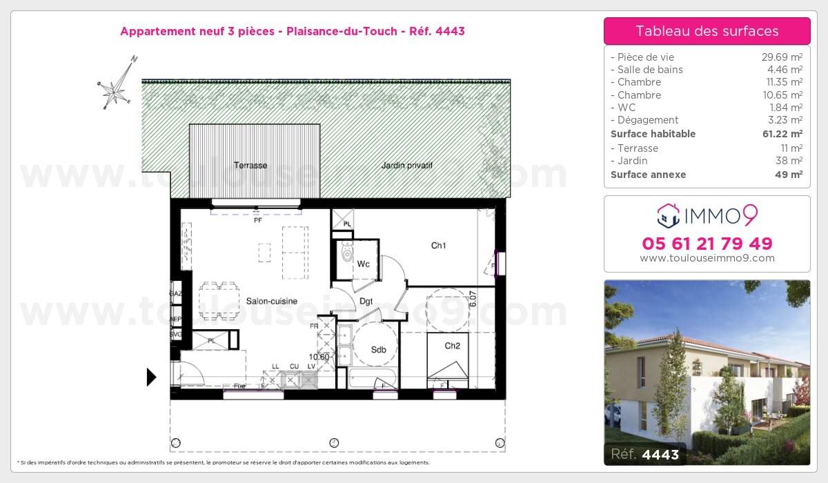Plan et surfaces, Programme neuf Plaisance-du-Touch Référence n° 4443