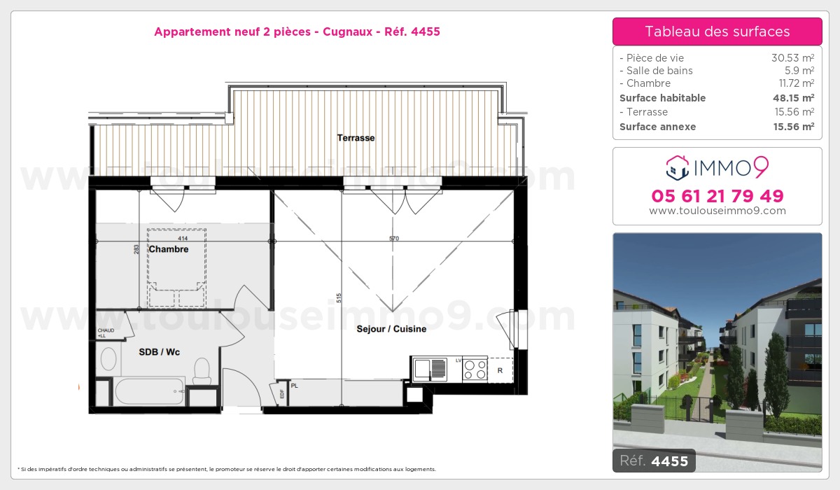 Plan et surfaces, Programme neuf Cugnaux Référence n° 4455