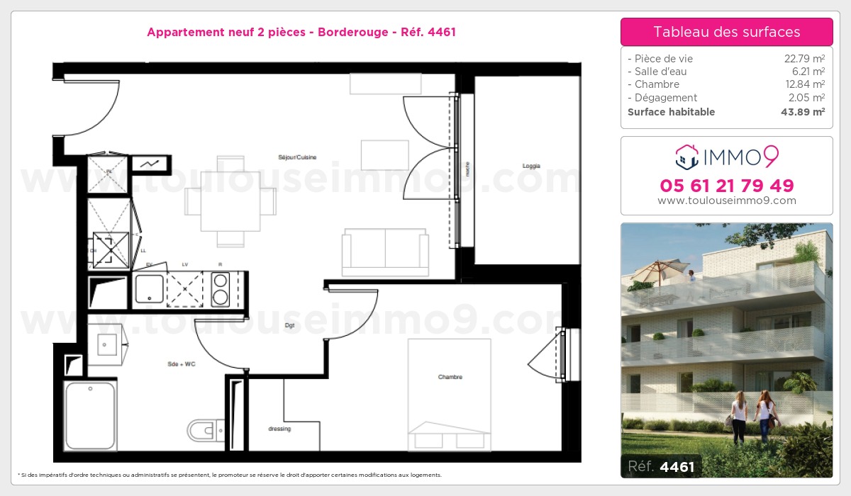 Plan et surfaces, Programme neuf Toulouse : Borderouge Référence n° 4461