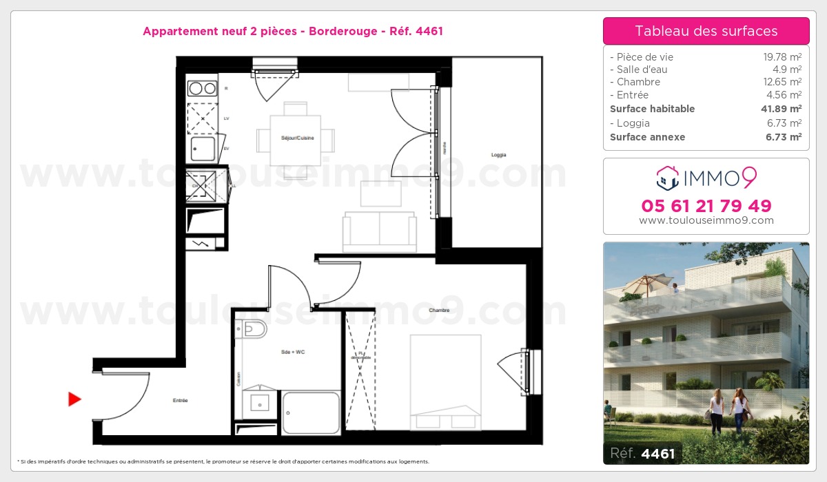 Plan et surfaces, Programme neuf Toulouse : Borderouge Référence n° 4461