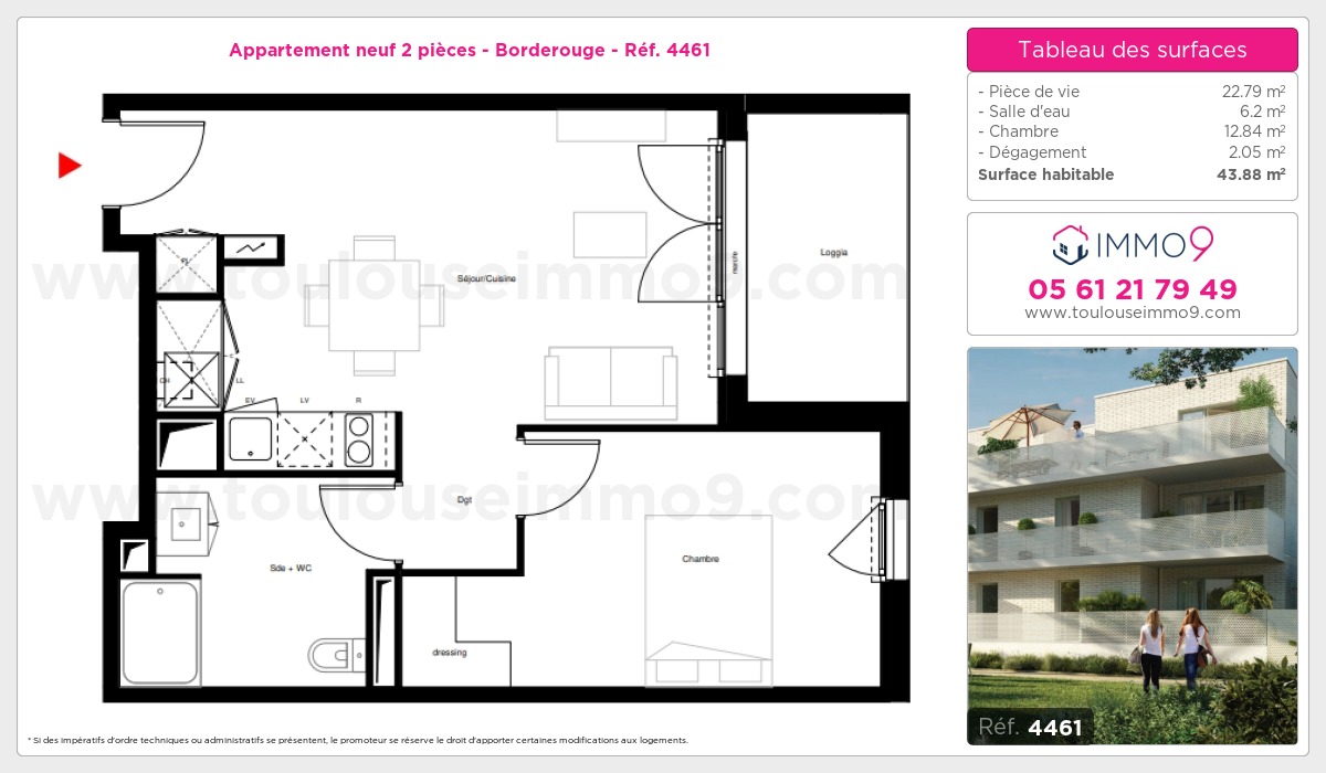 Plan et surfaces, Programme neuf Toulouse : Borderouge Référence n° 4461