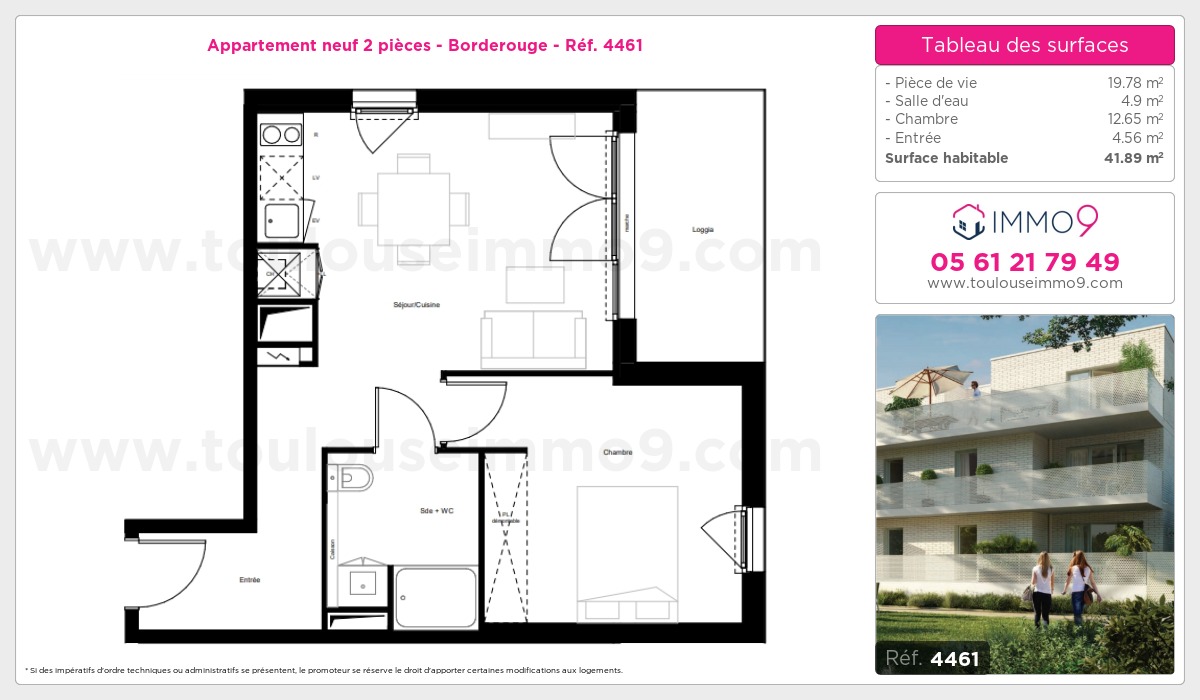 Plan et surfaces, Programme neuf Toulouse : Borderouge Référence n° 4461