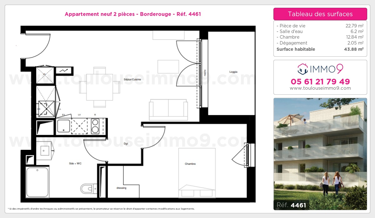 Plan et surfaces, Programme neuf Toulouse : Borderouge Référence n° 4461