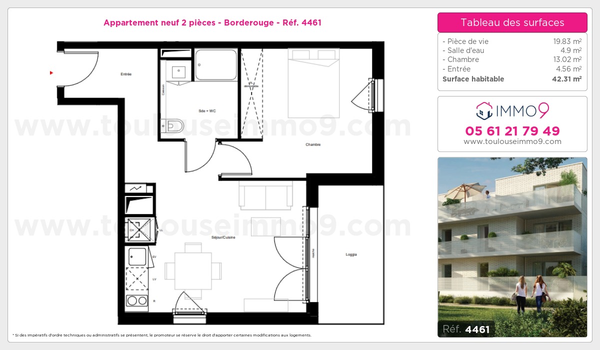 Plan et surfaces, Programme neuf Toulouse : Borderouge Référence n° 4461