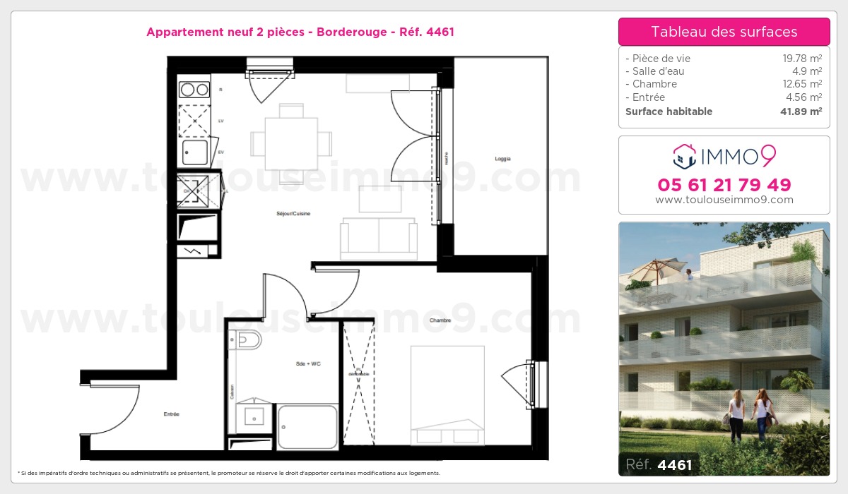 Plan et surfaces, Programme neuf Toulouse : Borderouge Référence n° 4461