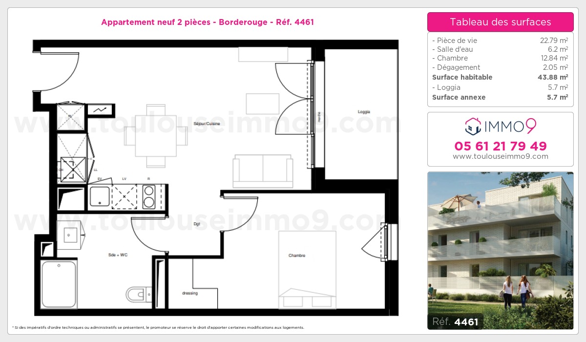 Plan et surfaces, Programme neuf Toulouse : Borderouge Référence n° 4461