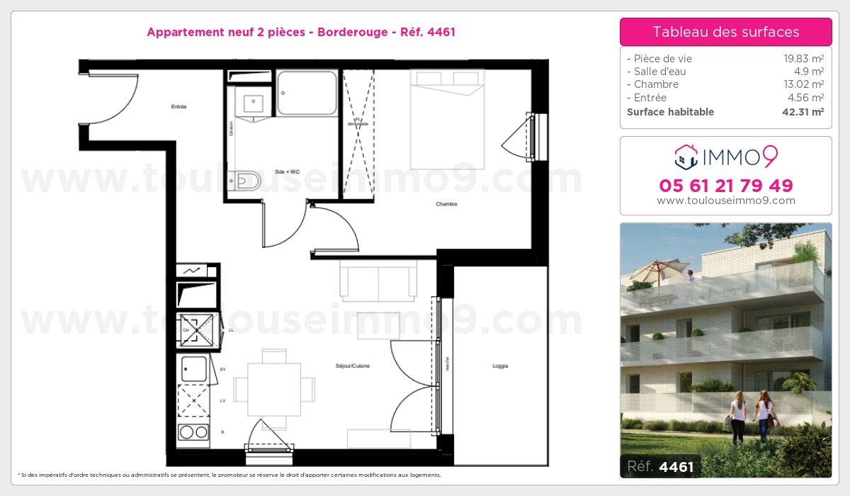 Plan et surfaces, Programme neuf Toulouse : Borderouge Référence n° 4461