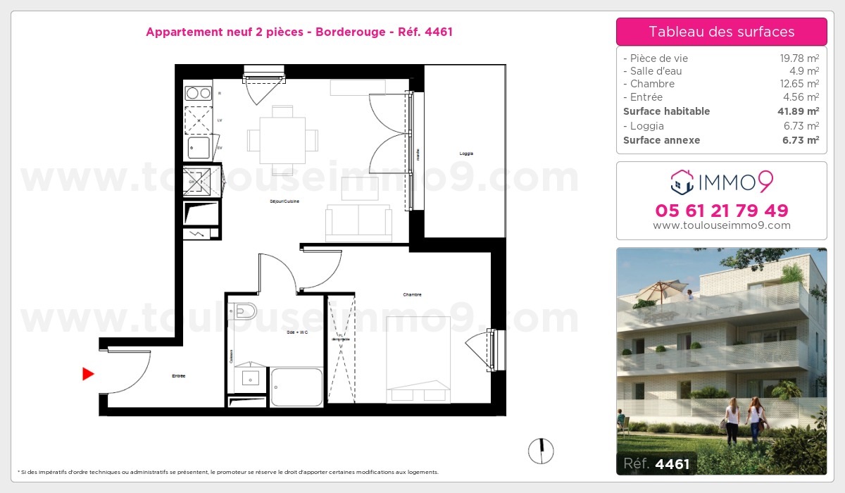 Plan et surfaces, Programme neuf Toulouse : Borderouge Référence n° 4461