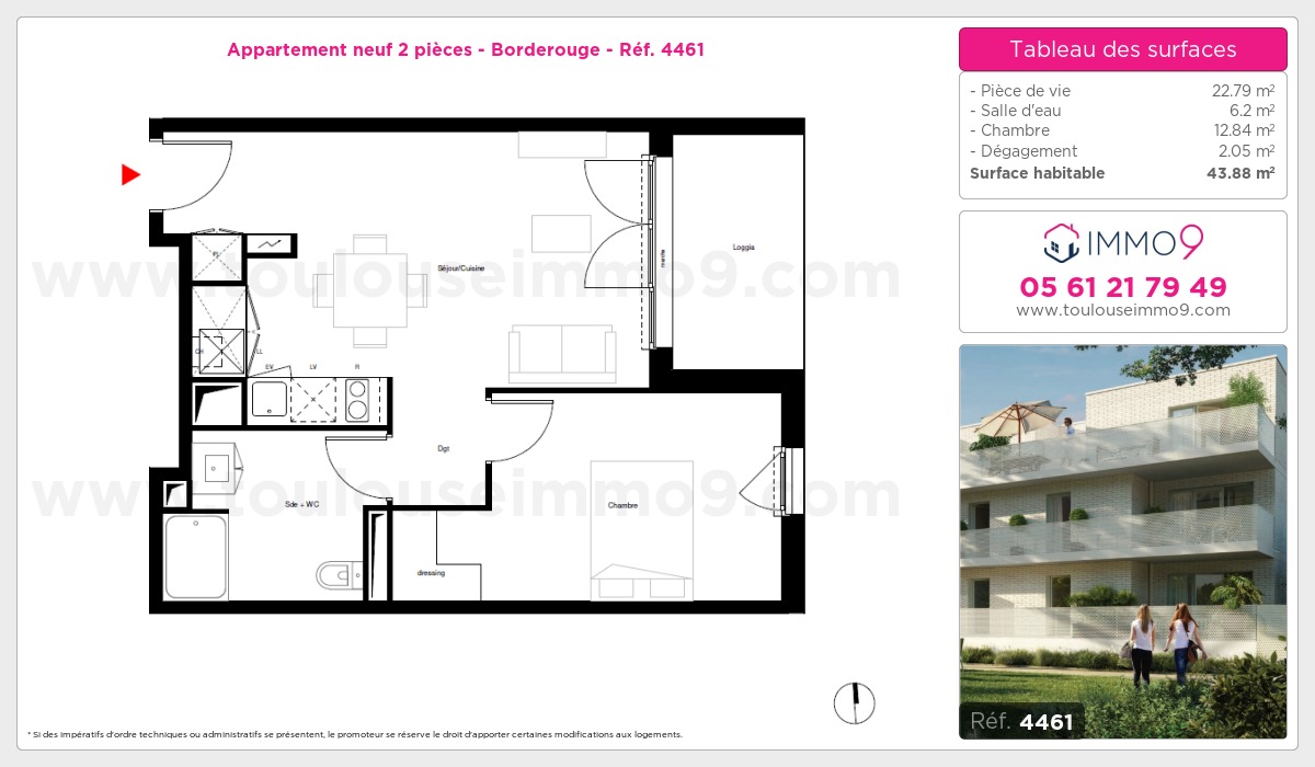 Plan et surfaces, Programme neuf Toulouse : Borderouge Référence n° 4461