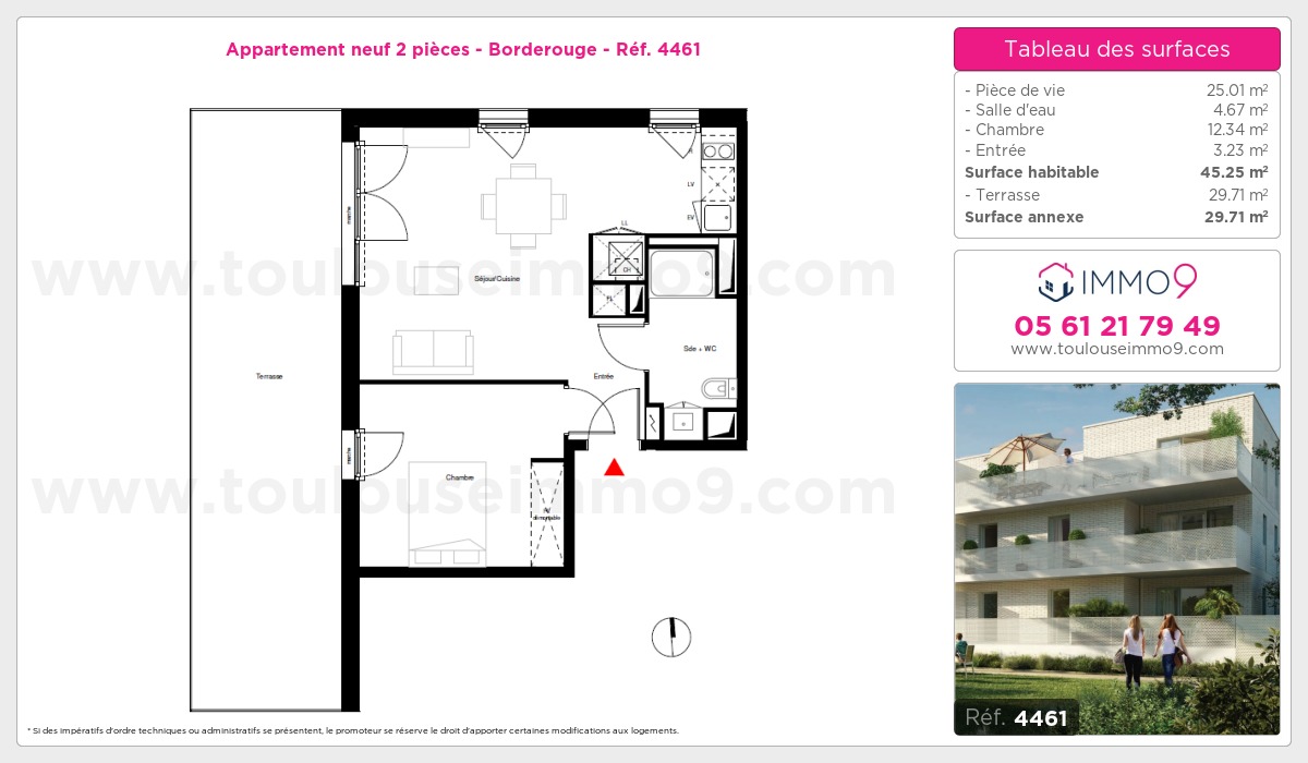 Plan et surfaces, Programme neuf Toulouse : Borderouge Référence n° 4461