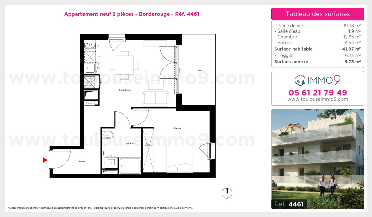 Plan et surfaces, Programme neuf Toulouse : Borderouge Référence n° 4461