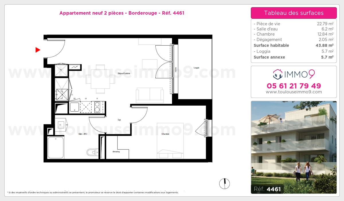 Plan et surfaces, Programme neuf Toulouse : Borderouge Référence n° 4461