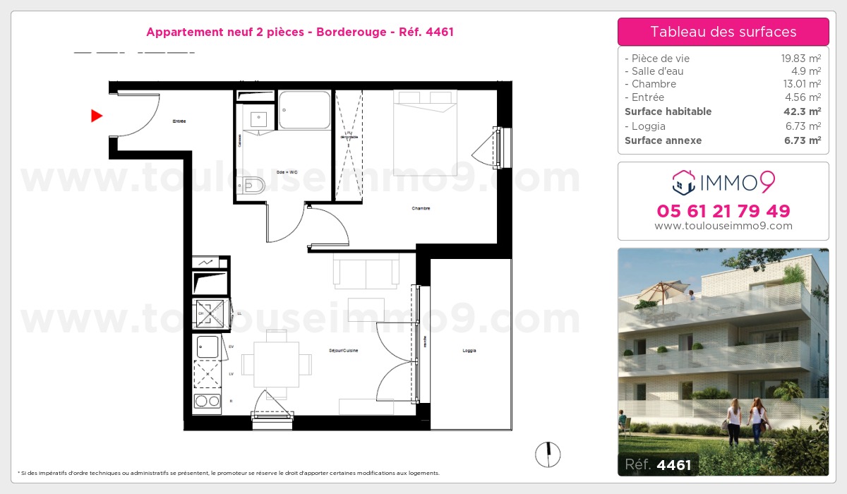 Plan et surfaces, Programme neuf Toulouse : Borderouge Référence n° 4461