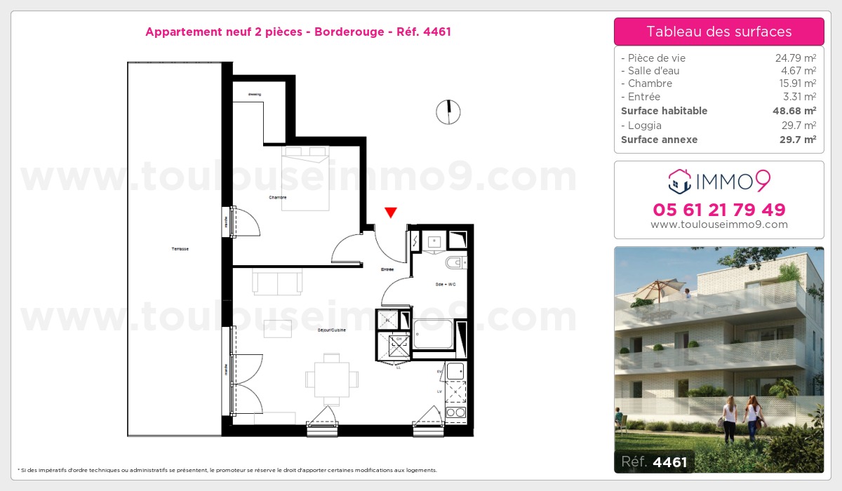 Plan et surfaces, Programme neuf Toulouse : Borderouge Référence n° 4461